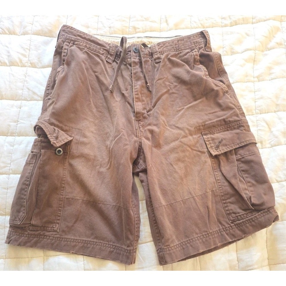 Vintage American Eagle Men's Distressed‎ Cargo Shorts 32 Brown Chunky Grunge y2k